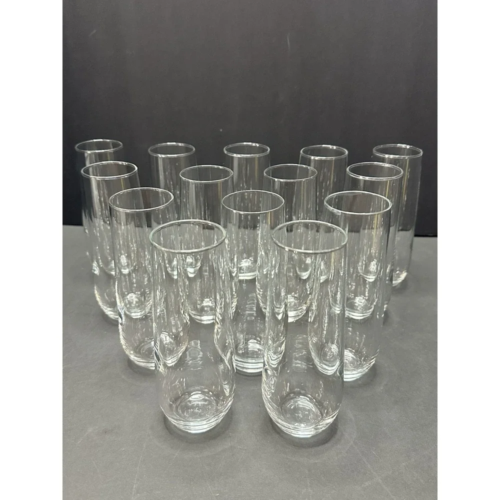 Set/14 Libbey Stemless Champagne Flute‎ Glasses 8.5 oz Delicate Wedding Shower